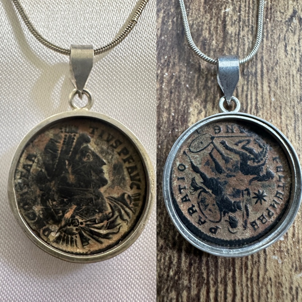 Constantine the Great Ancient Coin from Jewish-Roman War Pendant Necklace - Picture 11 of 12